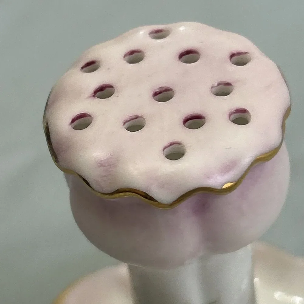 Vintage Victorian Style Hand-Painted Pink Rose Hat Pin Holder Signed